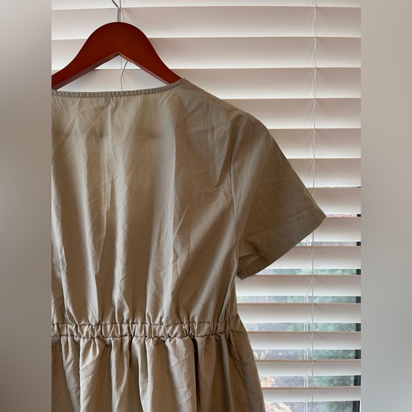 Sage Green Brown Button Up Short Sleeve Dress - Picture 5 of 7